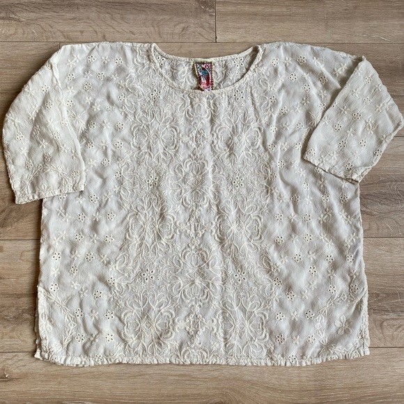 Johnny Was blouse shirt 100% Cupra Rayon eyelet lace embroidery detailing small - Picture 6 of 11